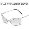 Metal silver sunglasses, cat's eye, European style, 2 carat