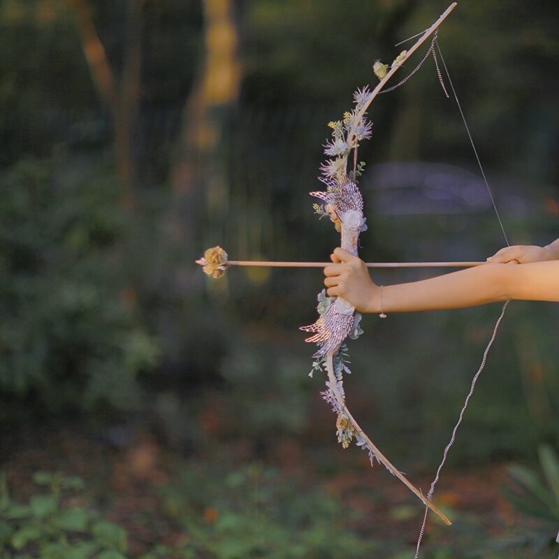 Elf Flower Bow and Arrow Photo Photography Travel Photo Hanfu Flower Vine Bride Silver Diamond Props