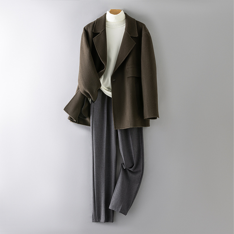 Autumn and winter new 100% wool coat men's mid-length wool coat upscale casual cashmere-free coat wholesale