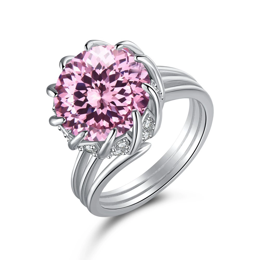 Ring, nail sequins with zircon, silver 925 sample