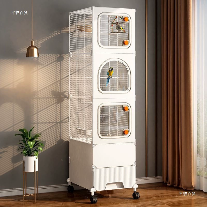 Клетка для птиц, прозрачная, брызгозащищенная, утолщенная, зашифрованная, бытовая, большая, для попугая, волнистого попугая, специальная экологическая горизонтальная проволока, роскошная, прочная