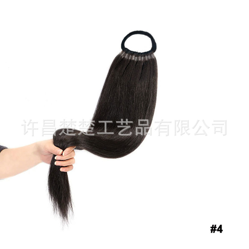 Comercio exterior transfronterizo peluca europea y americana cola de caballo pelo largo y liso cola de caballo sintética extensión de cabello cola de caballo de mujer trenzas falsas al por mayor