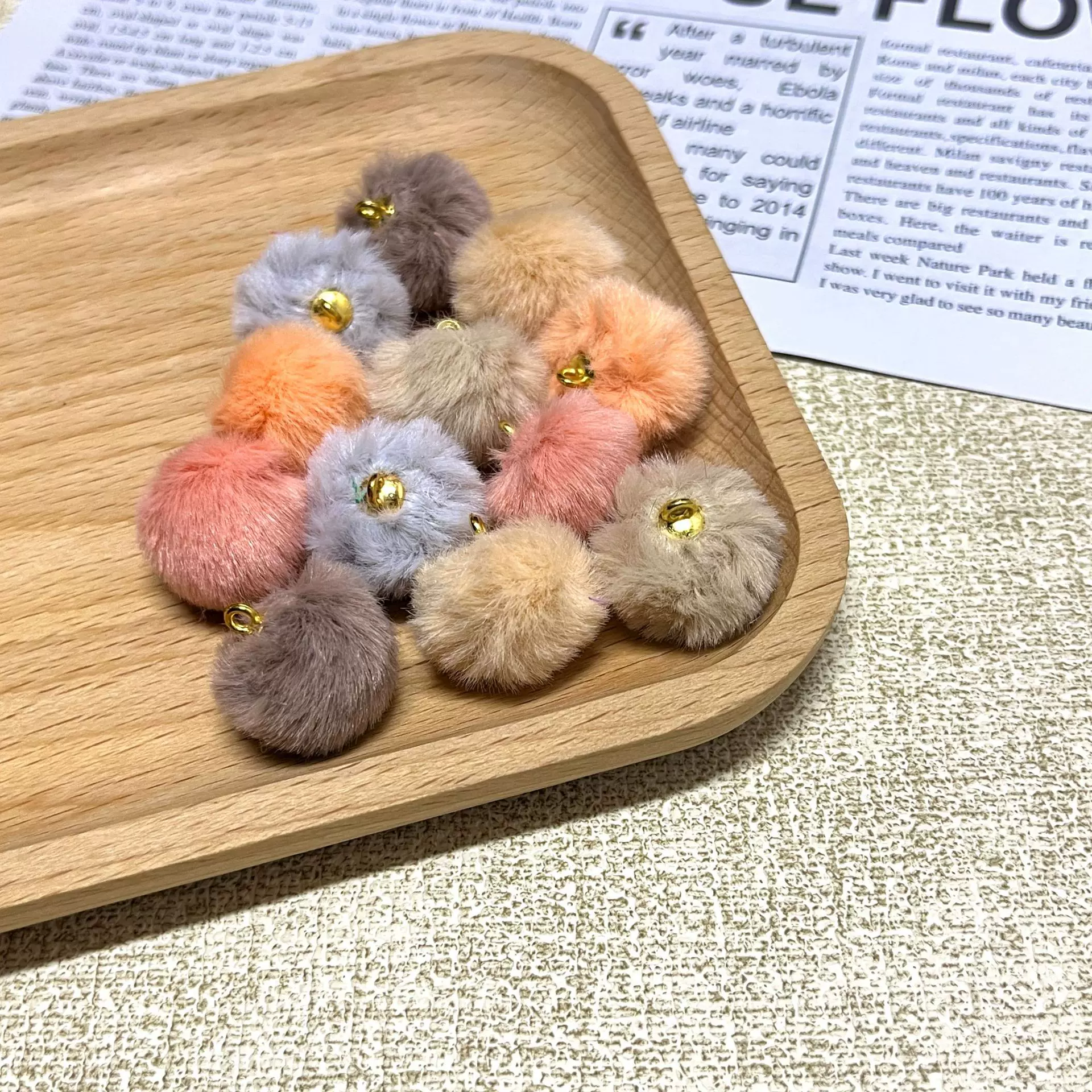 仿兔毛球20MM小香风吊坠毛毛球珠子手工DIY耳钉项链挂件饰品配件
