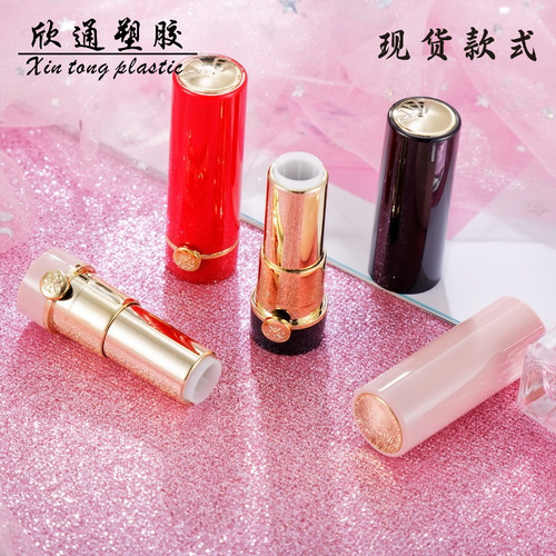 Lipstick tube empty gold top piece lipstick empty tube gold waist strap with flowers round lipstick lip balm tube wholesale