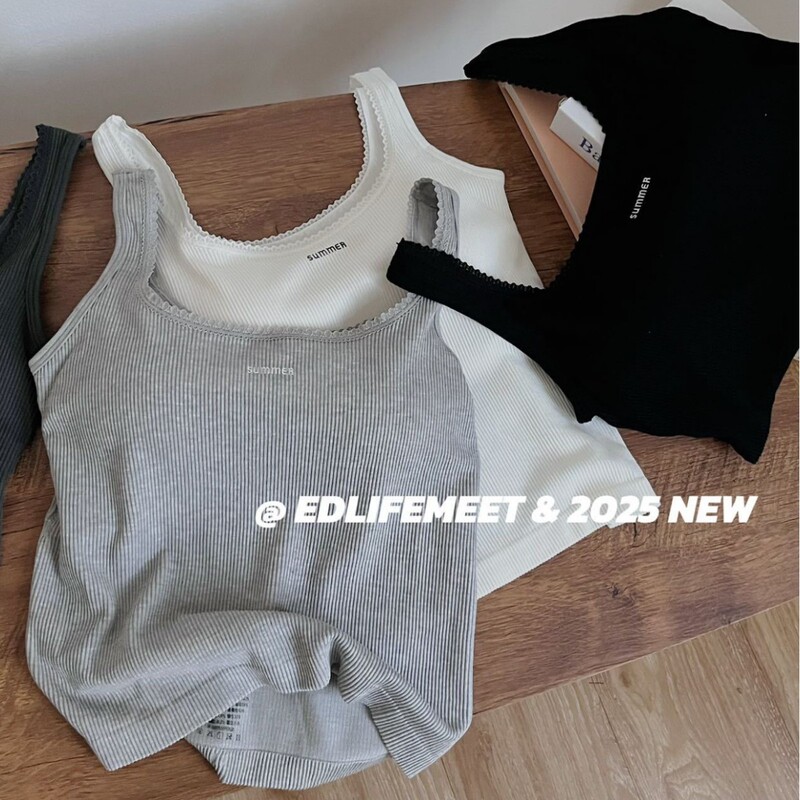 Japanese Style Basic Simple Women's Vest 2025 New Casual Stretch Slim Base Wear Sleeveless Sling Underwear
