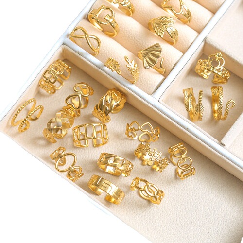 Cross-border adjustable titanium steel ring wholesale retro oil-pressure stainless steel ring open unisex couple rings