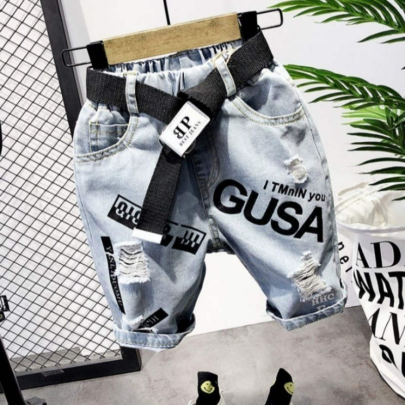 Джинсовые шорты для мальчиков, тонкие летние детские шорты в корейском стиле, новые модные летние шорты до колена для малышей.
