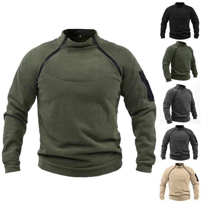 Spring and Autumn European and American Vertical Collar Men's Sweatshirt Loose Solid Color Outdoor Warm Breathable Tactical Men's Jacket in stock Spring and Autumn European and American Vertical Collar Men's Sweatshirt Loose Solid Color Outdoor Warm Breathable Tactical Men's Jacket in stock