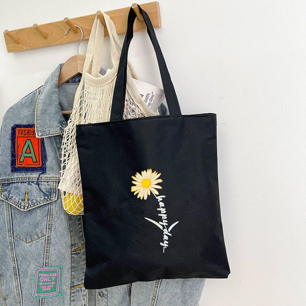 2025新款韩版休闲购物袋大容量印花学生补课袋广告包包批发