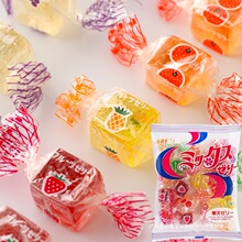 日本寒天金城什锦水果软糖果汁滨永进口儿童零食果冻方块喜糖独立