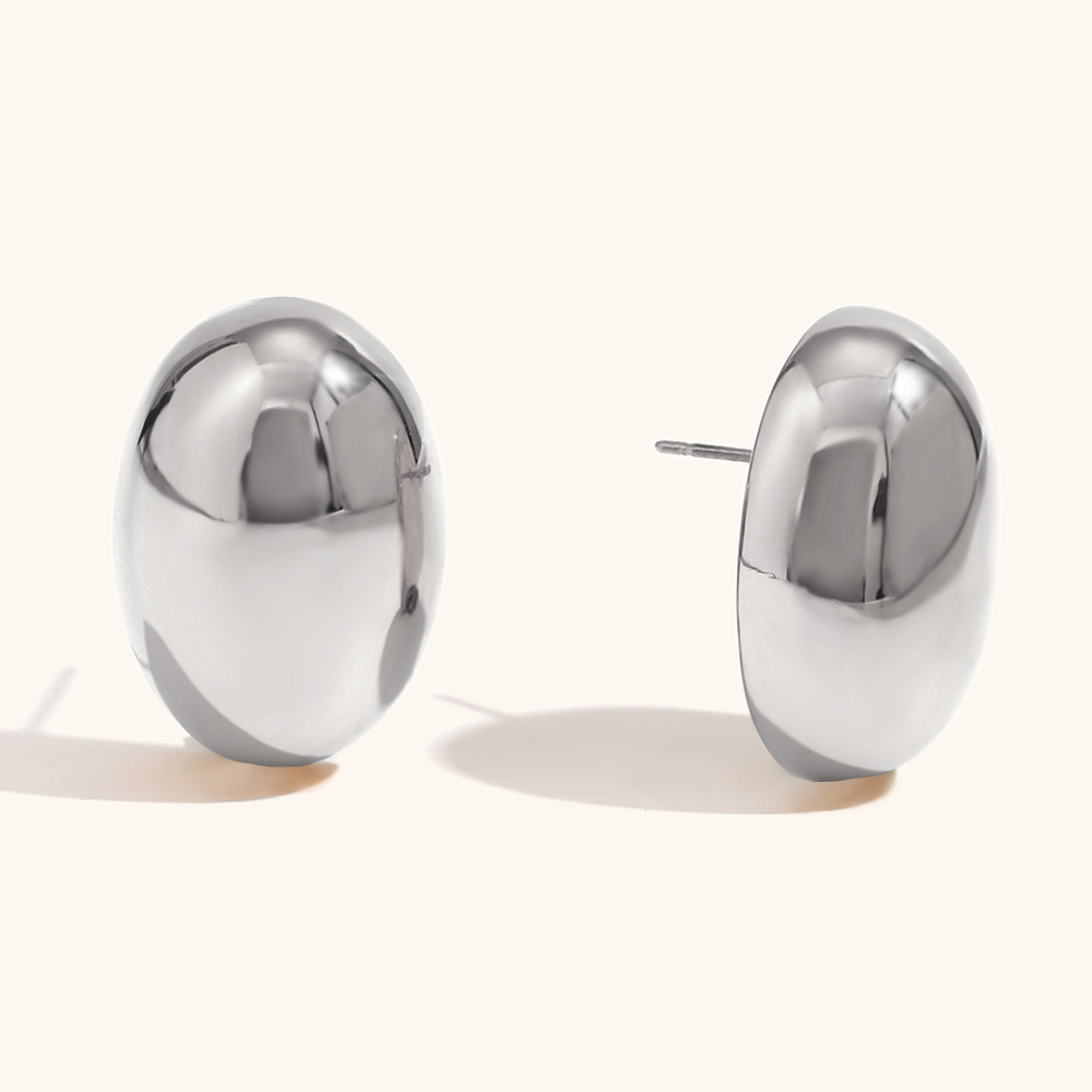 Simple Style Oval Stainless Steel Ear Studs 1 Pair display picture 3