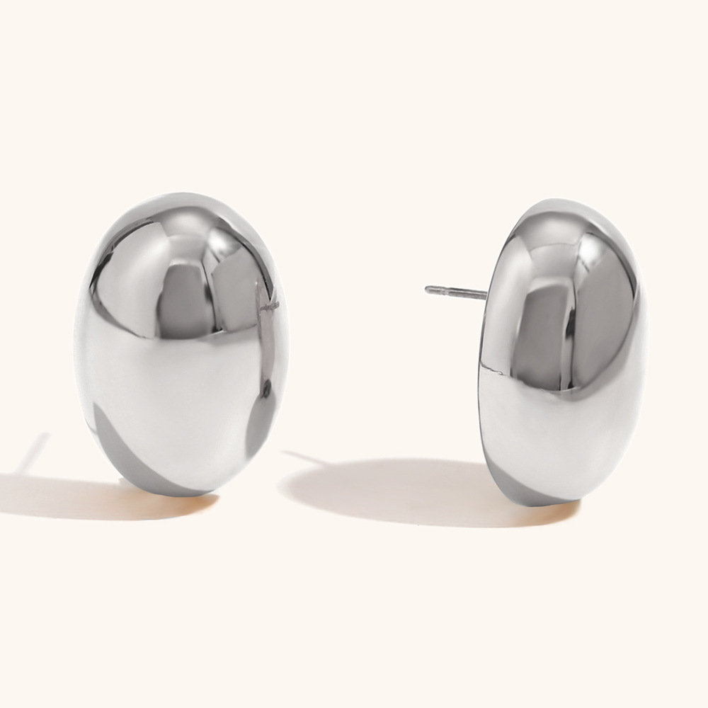 Real Gold Plated Plating Material Ear Studs Classification PVD Coated Real Gold Plated 18K Gold Oval Stainless Steel Simple Style Waterproof Non Tarnish Ear Studs