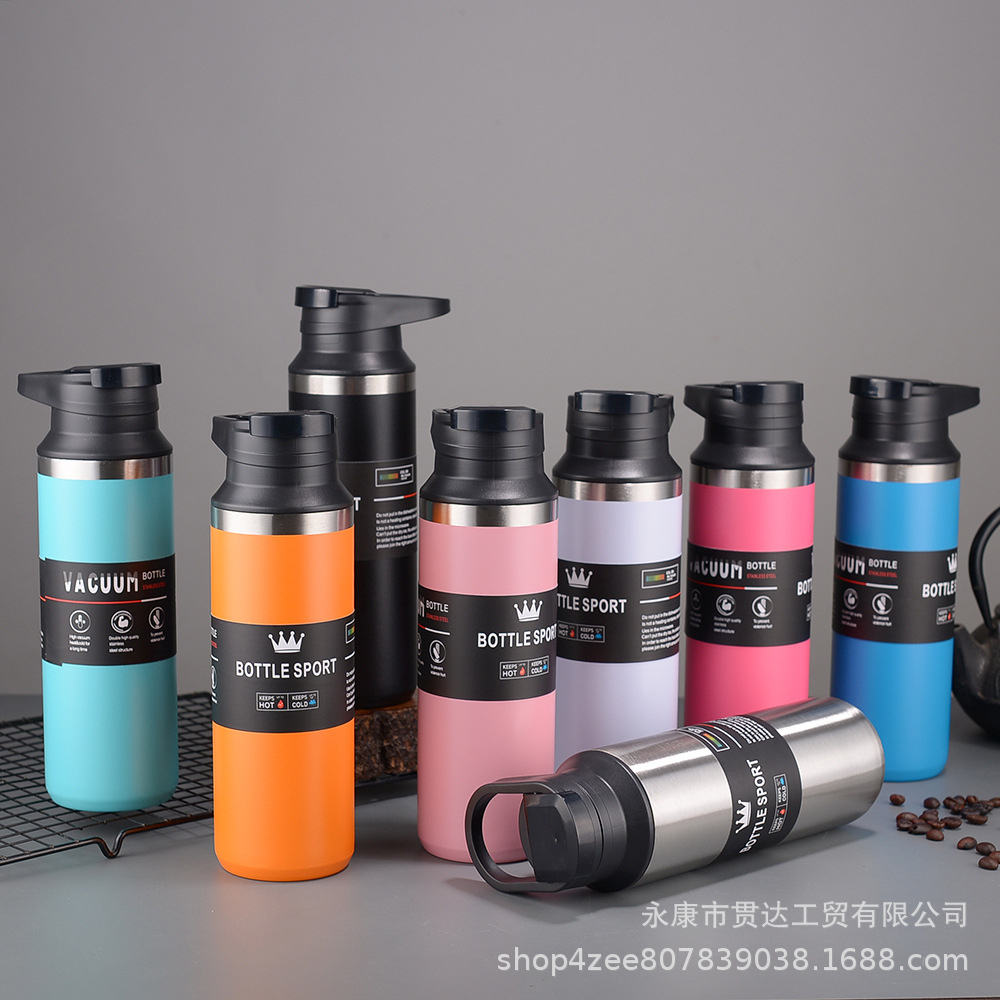 Venta caliente transfronteriza Taza de vacío de acero inoxidable 304 Taza de manija portátil Olla de montañismo de gran capacidad Taza de coche de deportes al aire libre