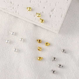 镀真金定位扣保色铜镀真金圆形项链卡扣手工diy手链收尾固定夹扣