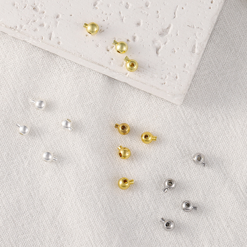 Real Gold Plated Positioning Buckle, Color-Preserving Copper Plated Real Gold Round Necklace Buckle, Handmade DIY Bracelet Finishing Fixed Clip Buckle