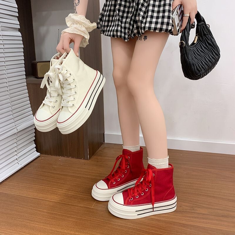 Mango Head Cute Cream Thick-Soled Canvas Shoes for Women, Lightweight Spring/Summer Niche Korean Style Breathable Platform Sneakers for Students Mango Head Cute Cream Thick-Soled Canvas Shoes for Women, Lightweight Spring/Summer Niche Korean Style Breathable Platform Sneakers for Students
