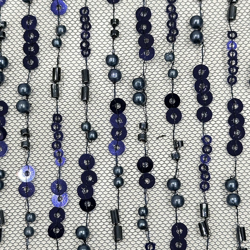 simple rectas cuentas tubo cuentas sequinilla tela bordada vestido de boda tela de vestido de noche sequinilla hecha a mano tela bordada