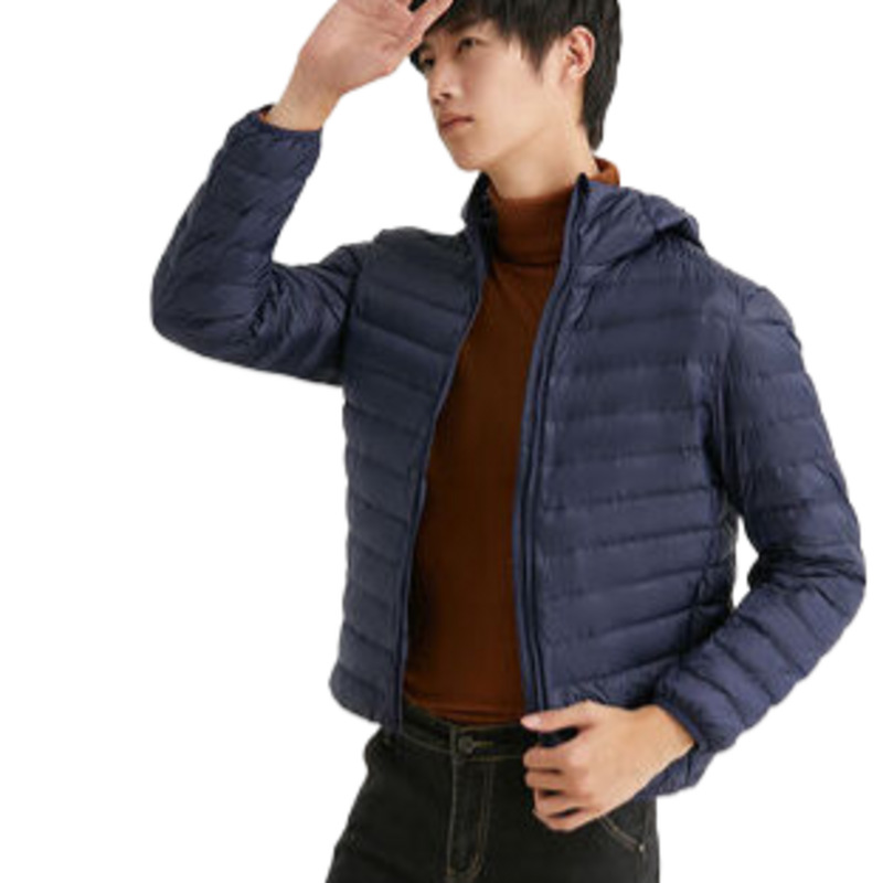 Nuevo 90 blanco chaqueta de invierno hombre ligero corto joven de mediana edad chaqueta de cuello ultra ligero auténtico