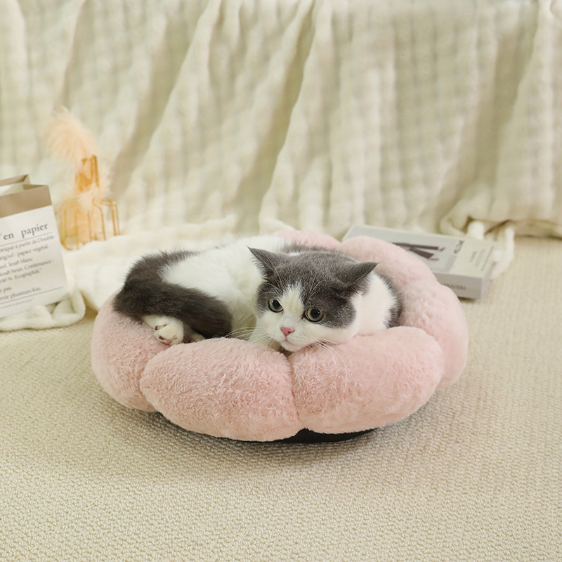 Nuevo nido para mascotas nido de flores redondo gato invierno cálido felpa nido para gatos cuatro estaciones perreras universales al por mayor transfronterizo