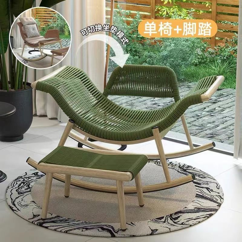 Mecedora al aire libre, sillón reclinable, sala de estar para el hogar para adultos, sofá perezoso, balcón, silla de mimbre individual, patio, mecedora retro