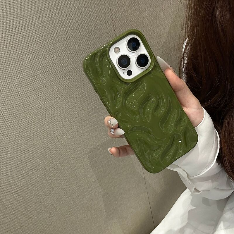 陨石纹适用iPhone16硅胶手机壳亮面折皱苹果15简约纯色14保护套13|undefined