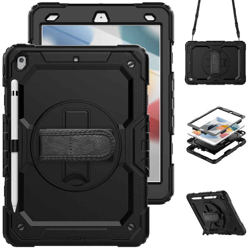 2021 iPad9 Generation 10.2 Case iPad7/8 Generation Contrast Silicone PC Wrist Strap Strap Anti-Shatter Case 2021 iPad9 Generation 10.2 Case iPad7/8 Generation Contrast Silicone PC Wrist Strap Strap Anti-Shatter Case