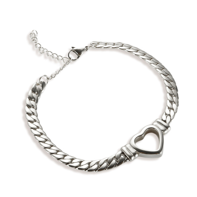 Collar con colgante de corazón de cadena plana hueca de acero de titanio chapado en oro cubano de Lina Girl, nueva tendencia para mujer._voghion.com