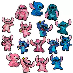 16 Piece Set Cute Cartoon Stitch Series Croc Charms Shoe Buckles DIY Soft Rubber Shoe Accessories