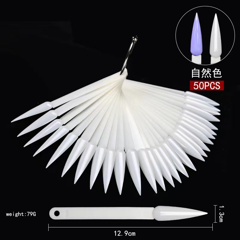 Nail Art Placa de color 50 piezas Tarjeta de color en forma de abanico arte de uñas multi-estilo esmalte de uñas pantalla color placa práctica tarjeta de color en stock