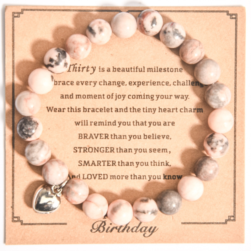 European and American fashion pink zebra love pendant bracelet handmade beaded children parents husband birthday gift card