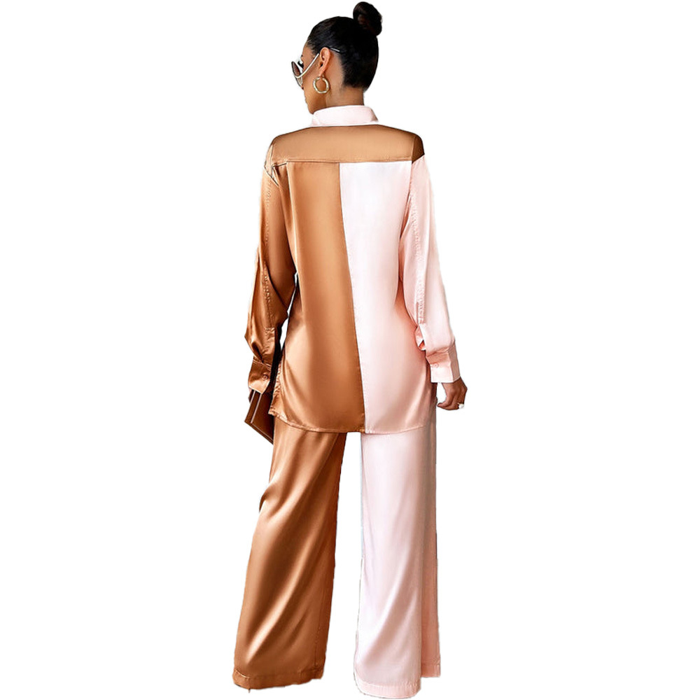Women's Pant Sets Long Sleeve Lapel Concealed Button Suit Autumn_voghion.com