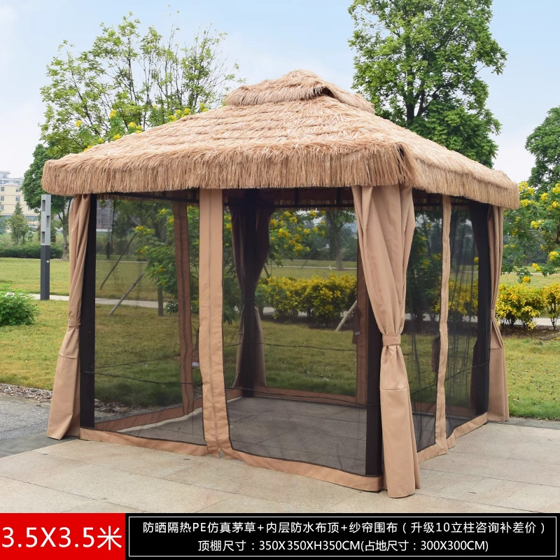 Pabellón al aire libre, techo galvanizado, pabellón de cuatro pilares, patio, jardín, techo, toldo de ocio, gran dosel de lluvia