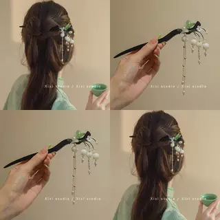 新中式铃兰花流苏步摇盘发发簪古风女高级感头饰国风簪子旗袍配饰