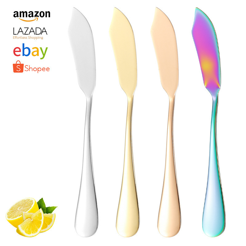 304 stainless steel 1010 butter knife thickened butter spatula long handle jam knife golden cream cheese decorating knife