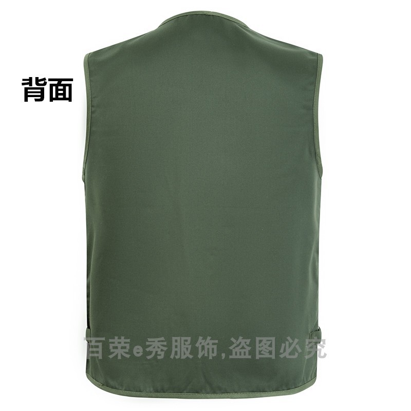 Primavera y otoño Four Seasons chaleco Chaleco de los hombres de mediana edad y ancianos papá al por mayor de los hombres multi-Bolsillo de ocio al aire libre Ejército Verde