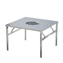 不锈钢地摊小吃桌可折叠火锅桌烤肉桌家用地锅桌子煤气灶台