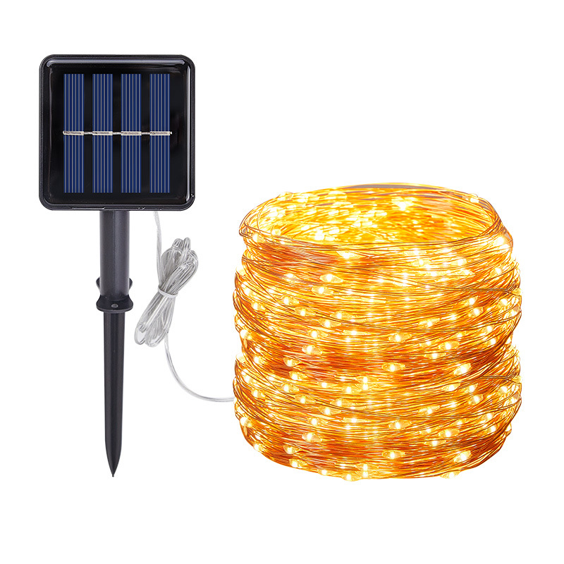 Guirnaldas de luces LED solares de alambre de cobre, impermeables, con efecto de cielo estrellado, ambiente navideño, luces decorativas pequeñas de colores, luces intermitentes con clasificación de impermeabilidad IP65