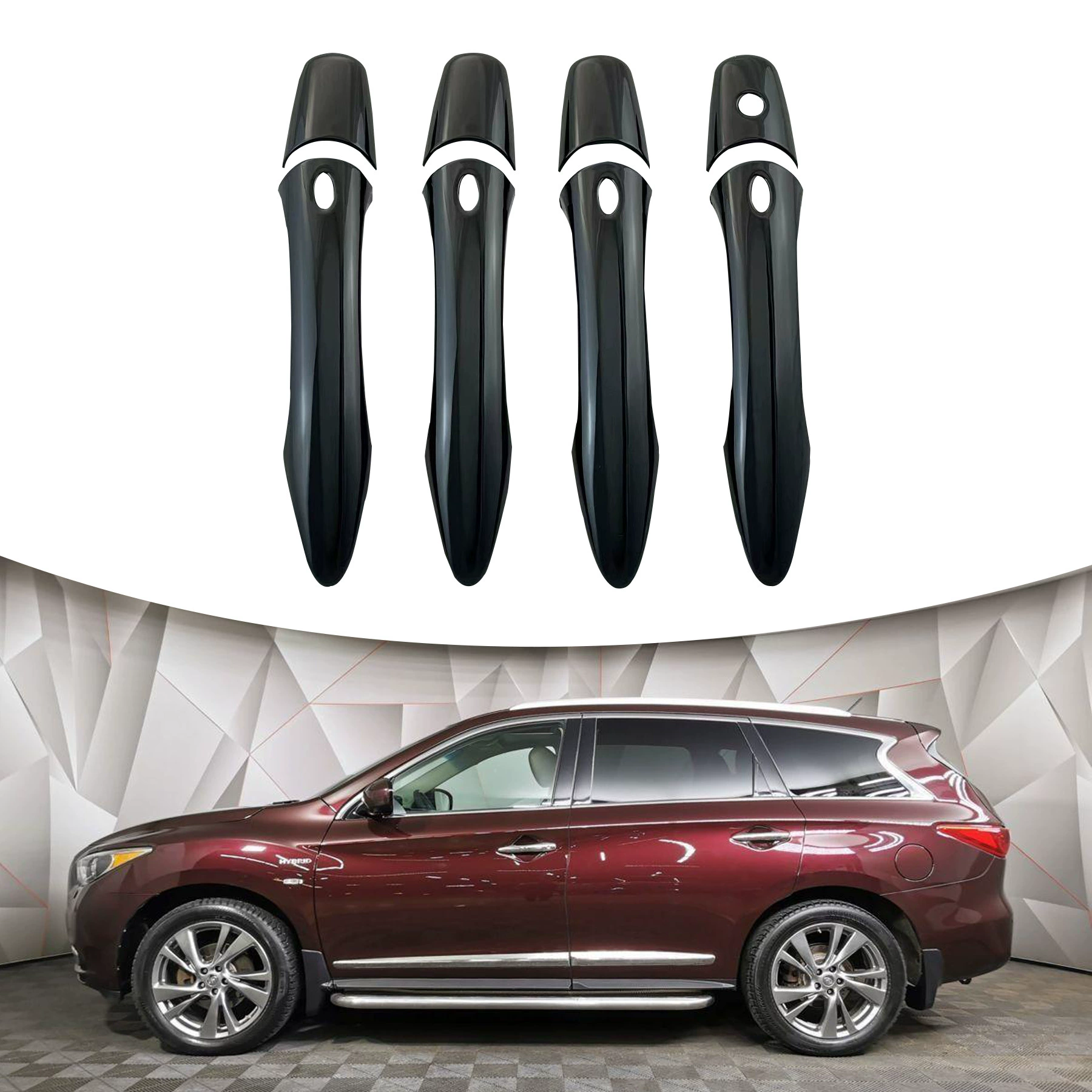 Подходит для моделей Infiniti 10-23 годов выпуска: JX35, QX60, QX56, QX80 — специальные накладки на дверные ручки, цвет «черный рояль».