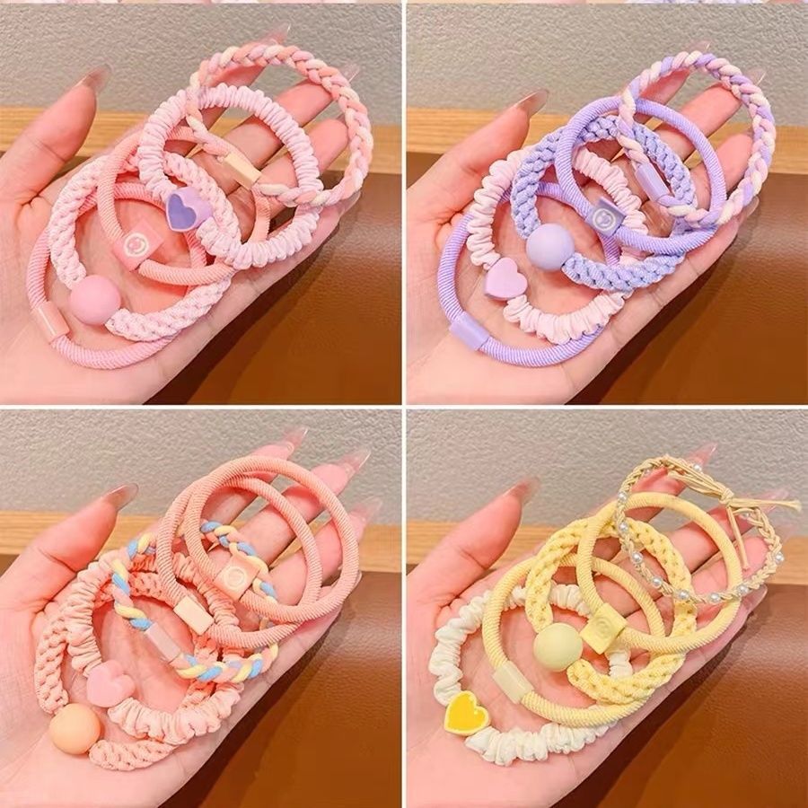 5 cuerda de cabello coreana set de explosión de alto valor facial de la cabeza de la niña adorable joyería para el cabello de la niña cola de caballo