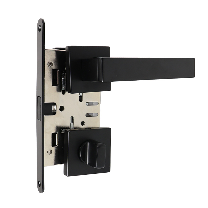 Mayorista transfronterizo italiano simple bloqueo silencioso de absorción cuadrado manija de separación puerta de madera dormitorio cerradura de puerta de absorción de baño