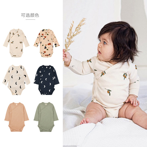 2024 European and American infant onesies for men and women, cotton baby clothes, newborn romper, autumn new style