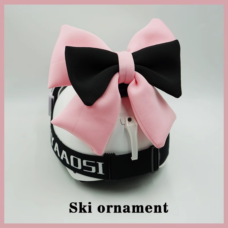 Ski Helmet, Snowboard Accessories, Motorcycle Riding Gear, 3D Cute Pink Black Bow
