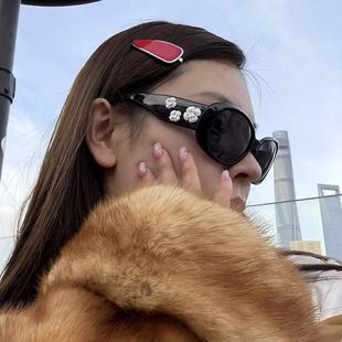 Mountain tea, sunglasses, brand glasses solar-powered, french style, light luxury style, high-quality style, UV protection