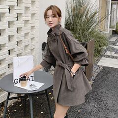 韓国ファッションの女性用ハイエンドウインドブレーカージャケット2025春秋の新作人気ストリートウエスト痩身コート