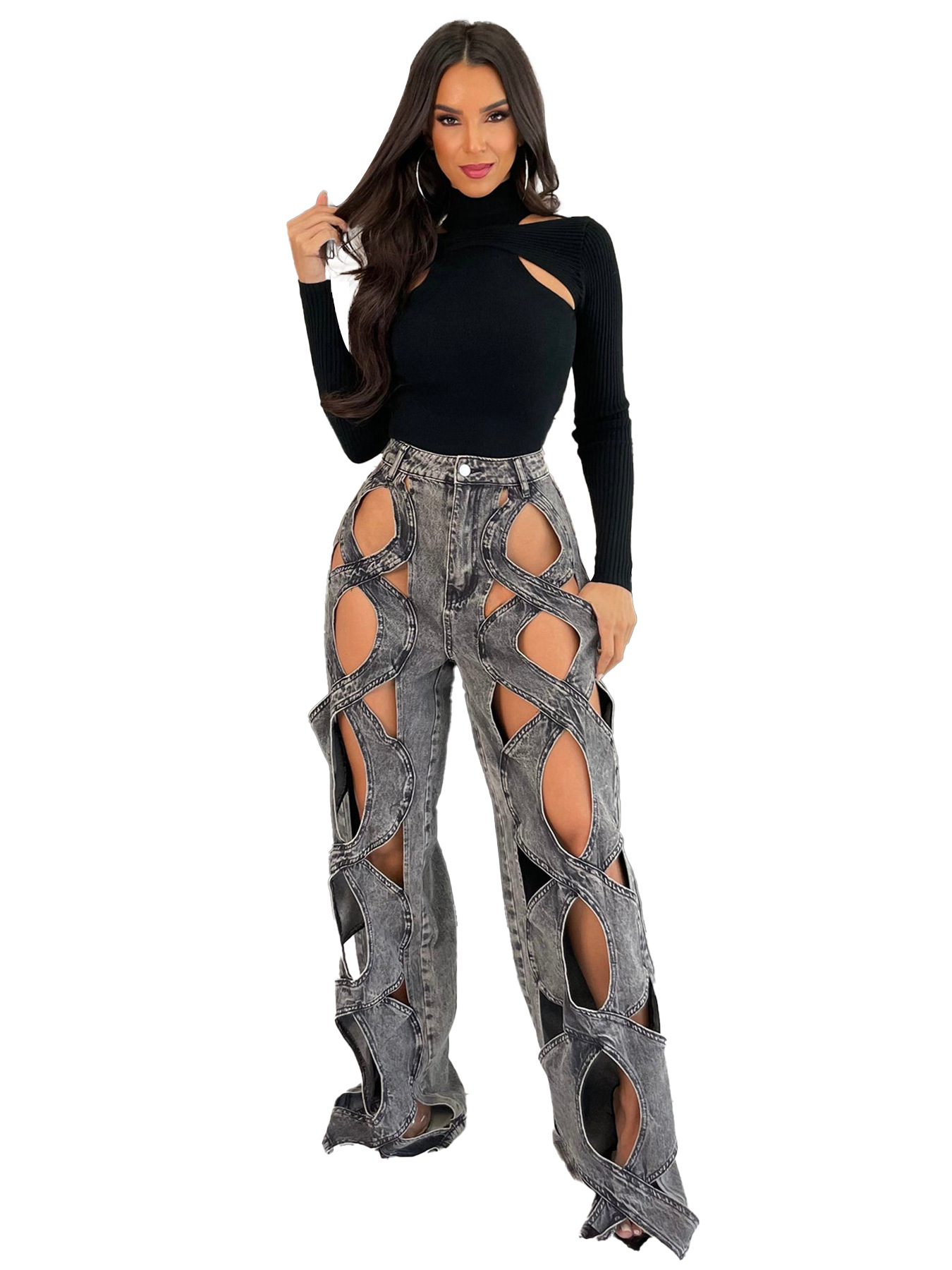 Women's Daily Party Bar Streetwear Solid Color Full Length Jeans Straight Pants display picture 17