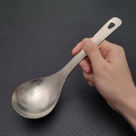 纯钛汤勺高档酒店餐厅带孔可挂粥勺稀饭调羹勺喝汤匙麻辣烫盛汤勺