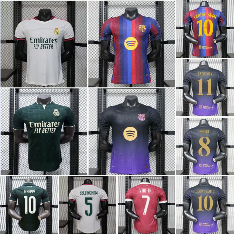 Wholesale 2627 Season Real Madrid Jerseys Barcelona Football Uniforms Mbappe Yamal Pedri Champions League Jerseys