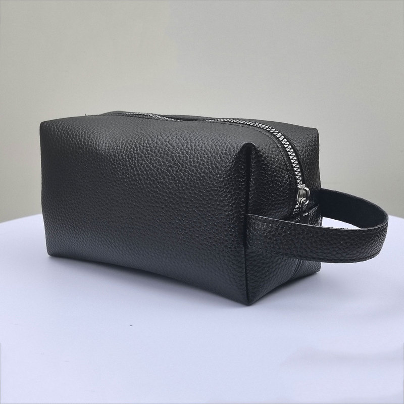 Cross-Border Lychee Pattern Pu Leather Cosmetic Bag, Fashionable and Simple, Large Capacity, Portable Rectangular Waterproof Skincare and Toiletry Bag