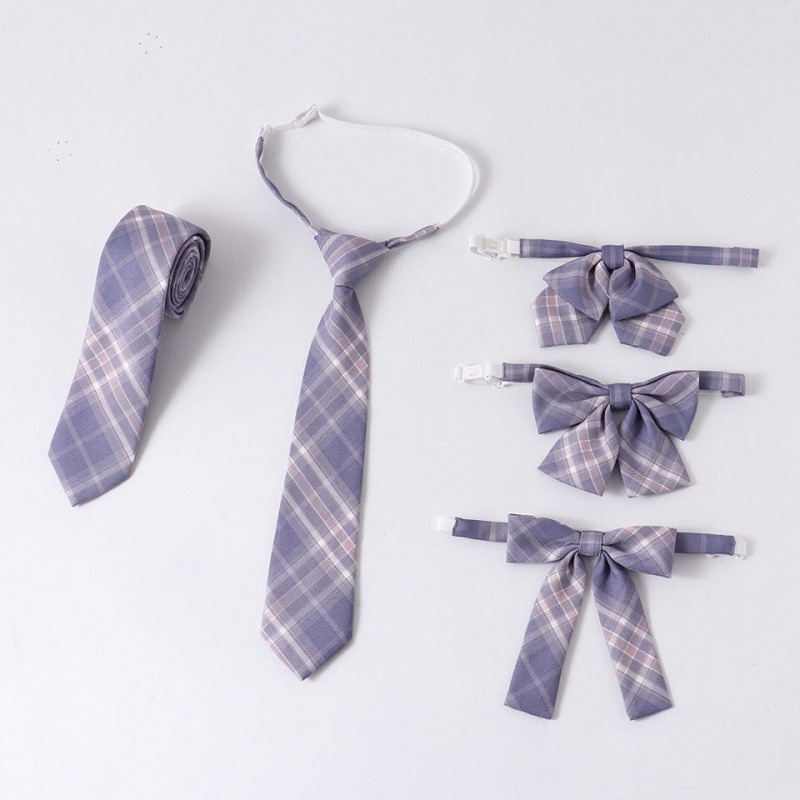 necktie girl student lattice JK uniform shirt Bowtie college bow Collar isignina Lazy man Accessories