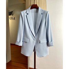 醋酸麻西装外套女夏天薄款2023新款气质休闲宽松单层小西服上衣女
